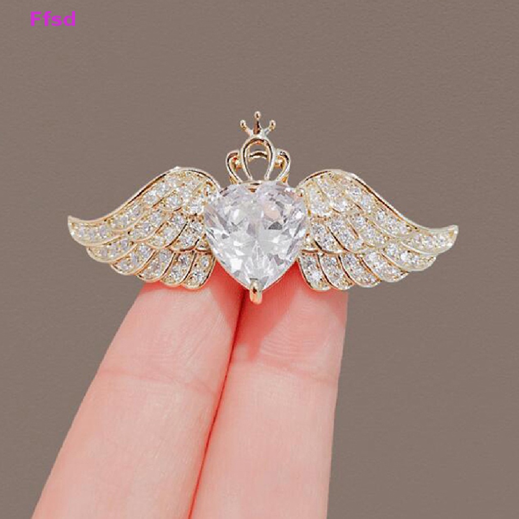 {Ffsd} Ghim Cài Áo Pha Lê Hình Cánh Thiên Thần Nhỏ Tươi Mới Phù Hợp Với Tất Cả Các Trâm Cài Áo Khoác Túi Xách Phụ Kiện