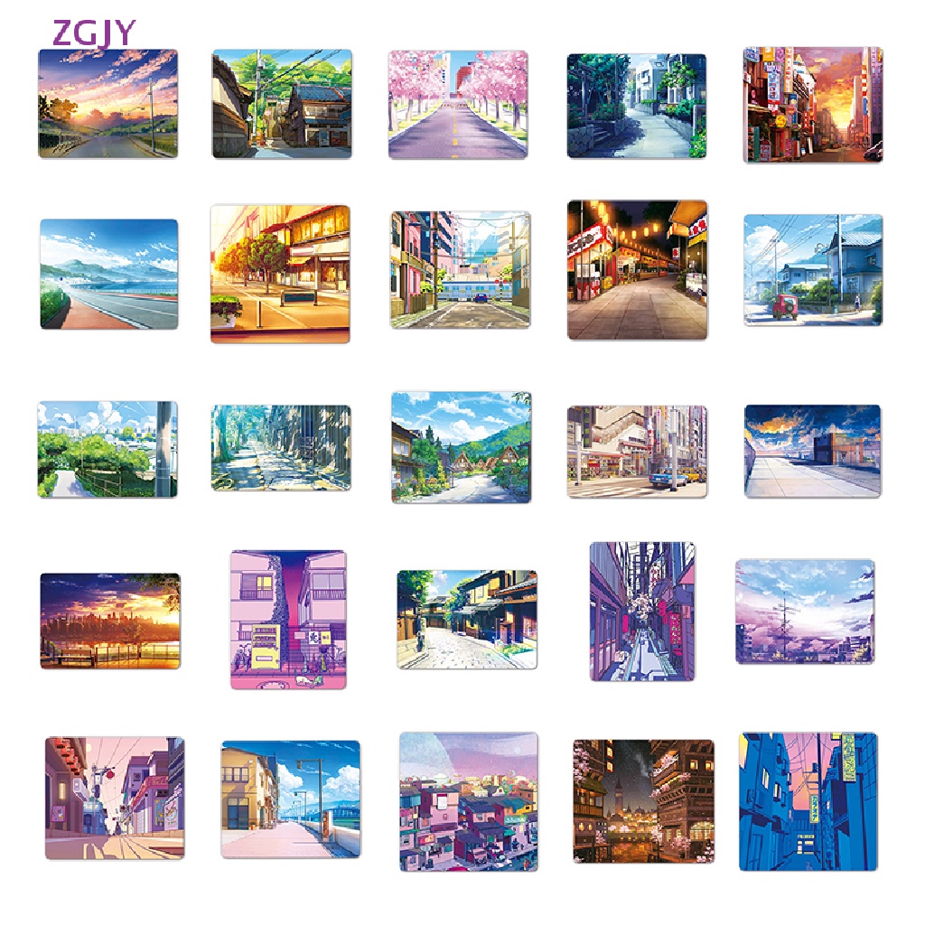 Set 50 Nhãn Dán Trang Trí Hình Phong Cảnh Đường Phố Graffiti Mới