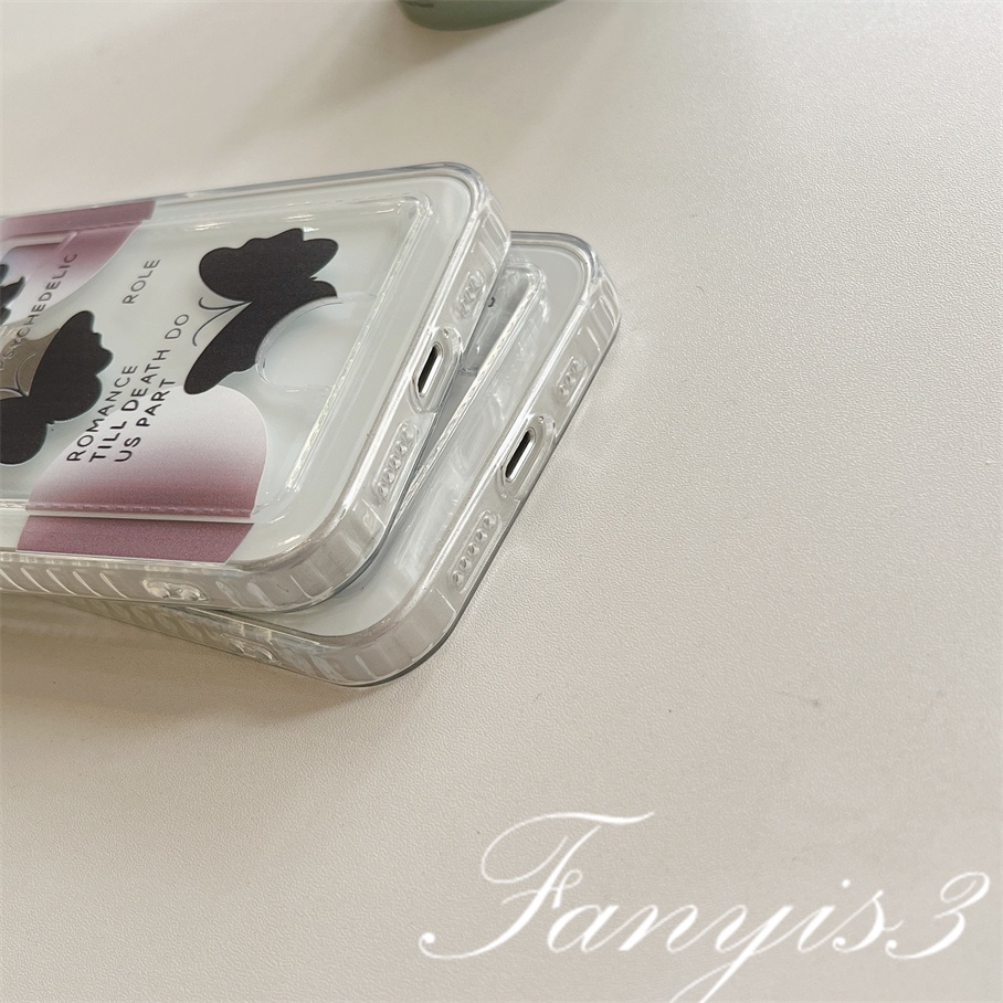 Ốp Điện Thoại TPU Mềm Trong Suốt Họa Tiết Bướm Đen Có Ngăn Đựng Thẻ Cho IPhone 14 13 12 11 Pro Max X XR Xs Max 8 7 Plus SE 2020