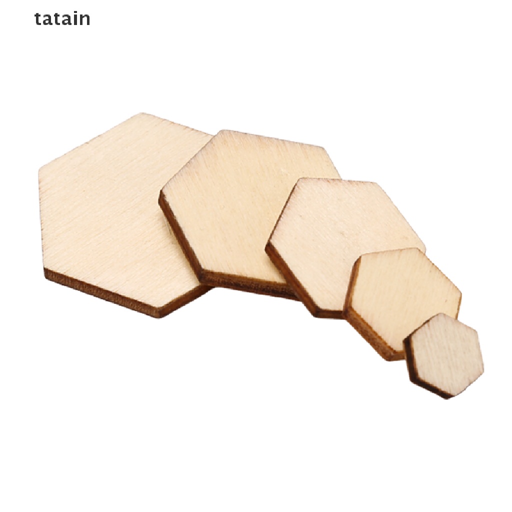 Set 100 Miếng Gỗ Lục Giác Chưa Hoàn Thành Dùng Trang Trí DIY