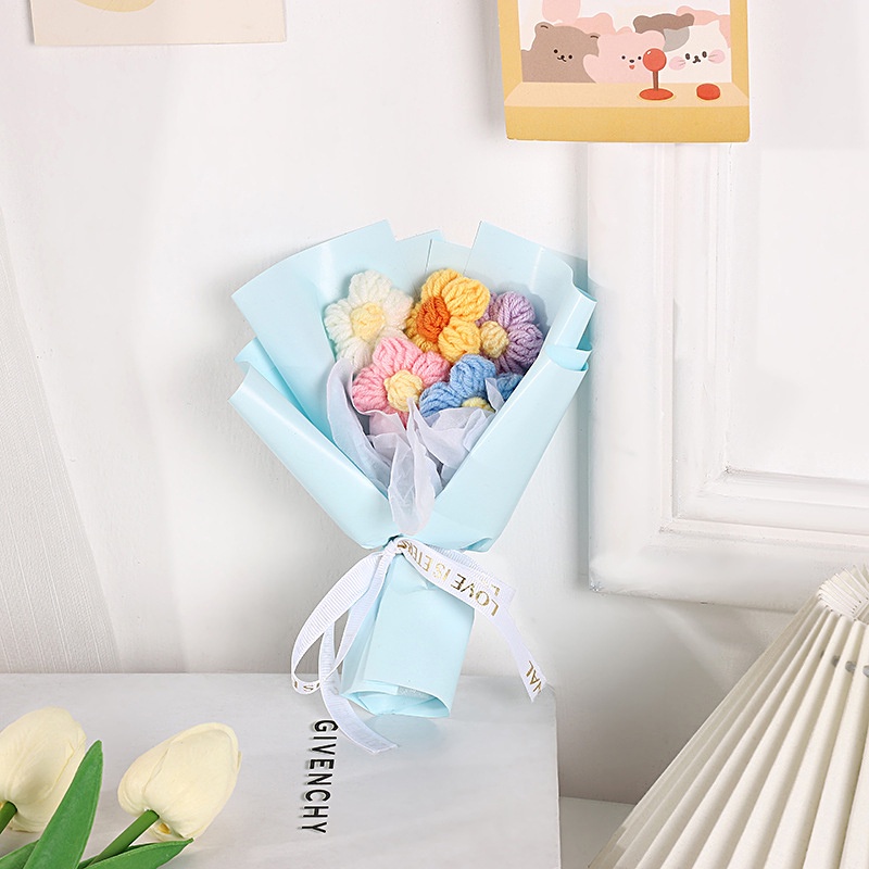Bó Hoa Nhân Tạo Thiết Kế Đan Dệt Bằng Tay Nhiều Màu Sắc Dùng Làm Quà Tặng Cho Mẹ Và Bé