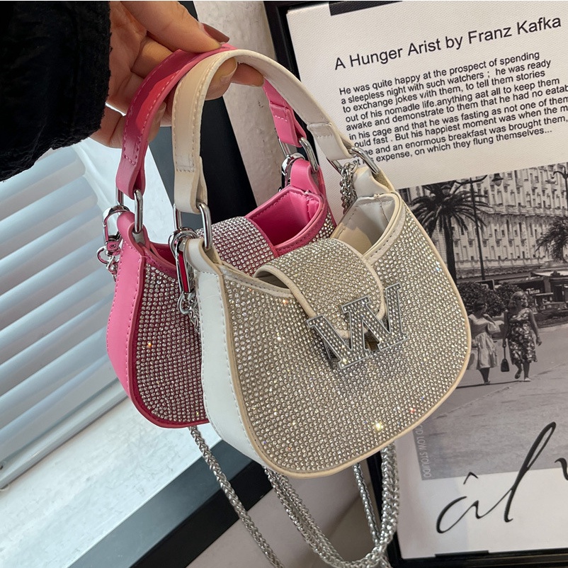 Túi Xách Đeo Dưới Cánh Tay Cỡ Nhỏ Đính Đá Kim Cương Toàn Diện Thời Trang Xuân Hè Cho Nữ