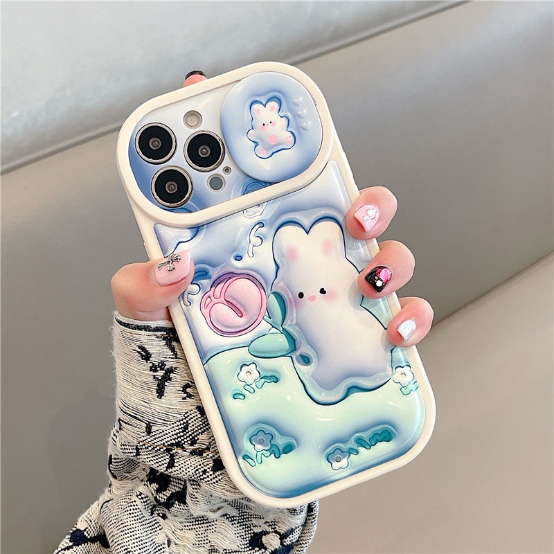 Ốp trượt cam couple Thỏ dễ thương iPhone 14 XR 13 11 12 Pro Max 8 7 6 6S Plus X Xs Max Se 2020 13 12 11 Case