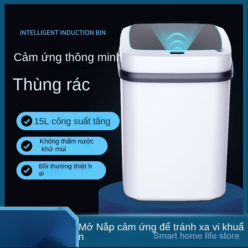 Thùng Rác Điện Tử Thông Minh Có Nắp Đậy Tự Động Cho Phòng Khách / Phòng Tắm