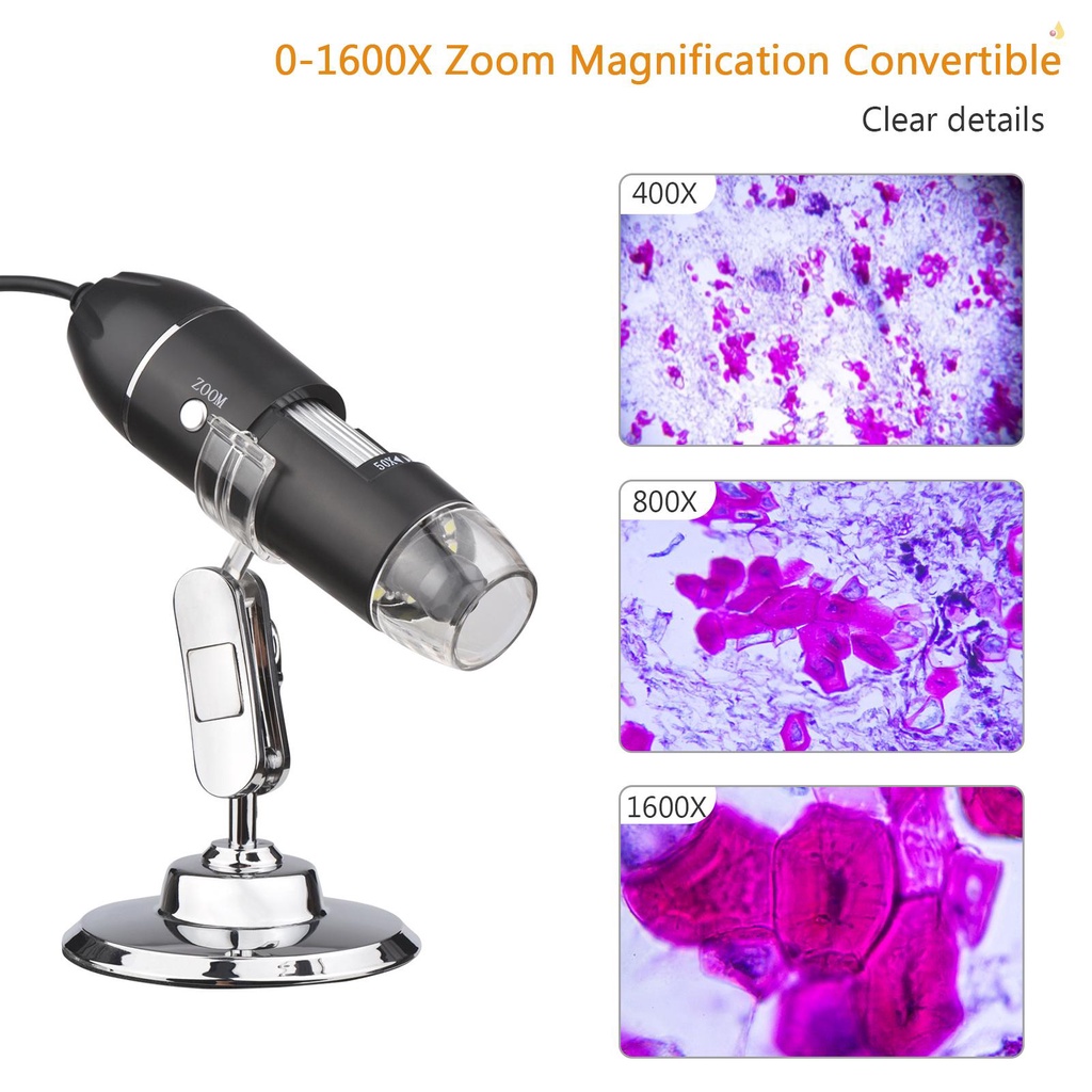 Kính Hiển Vi Điện Tử Cầm Tay Mini 1600X Cổng USB Chuyên Dụng Kiểm Tra Cây Trồng Công Nghiệp Cho Laptop