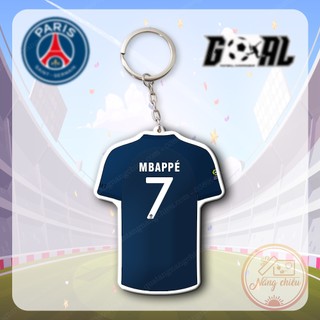 Móc khóa Dày In Sắc Nét 2 Mặt, In Áo Đấu Câu lạc bộ bóng đá Paris Saint-Germain với các thủ Messi, Neymar, Mbappe,...