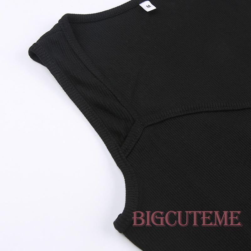 [] - Đầm Dài Dệt Kim Ôm Dáng Không Tay Màu Trơn Cổ Cao Gợi Cảm Cho Nữ