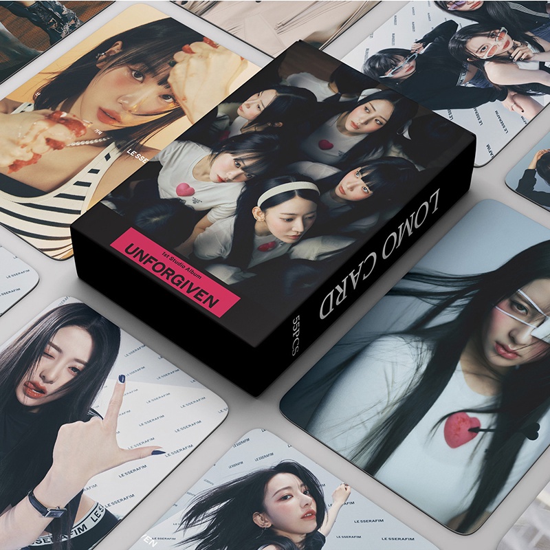 LE SSERAFIM UNFORGIVE Hộp 55 Ảnh LOMO Card Chưa Được Trưng Bày Hình Thẻ Bài