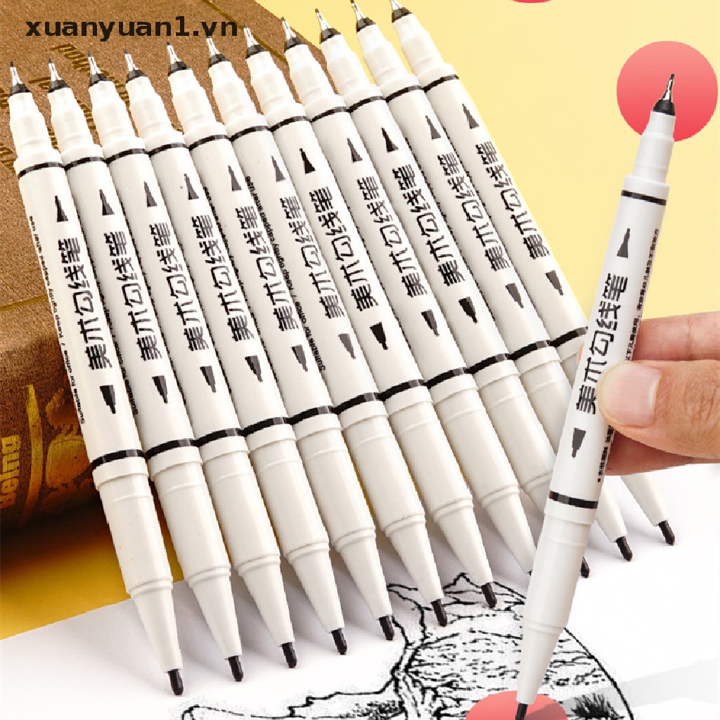 Set 10 Bút Lông Hai Đầu Chống Thấm Nước Và Dầu Tiện Dụng