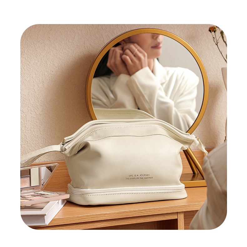 Túi Da JASMIN NOIR PU Hai Ngăn Đựng Đồ Trang Điểm Thiết Kế Dây Rút Tiện Dụng