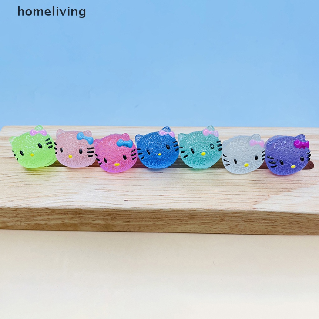 Bộ 2 Móc Điện Thoại Mini Bằng Nhựa Resin Dạ Quang Hình Mèo Hoạt Hình Dễ Thương DIY