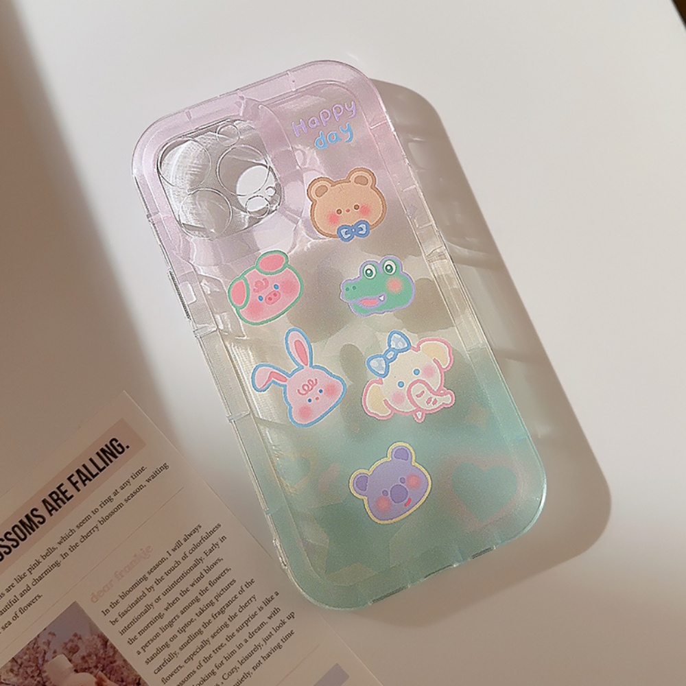 Ốp Điện Thoại TPU Mềm Chống Sốc Họa Tiết Động Vật Hoạt Hình Màu Gradient Cho IPhone 11 12 13 14 Pro Max