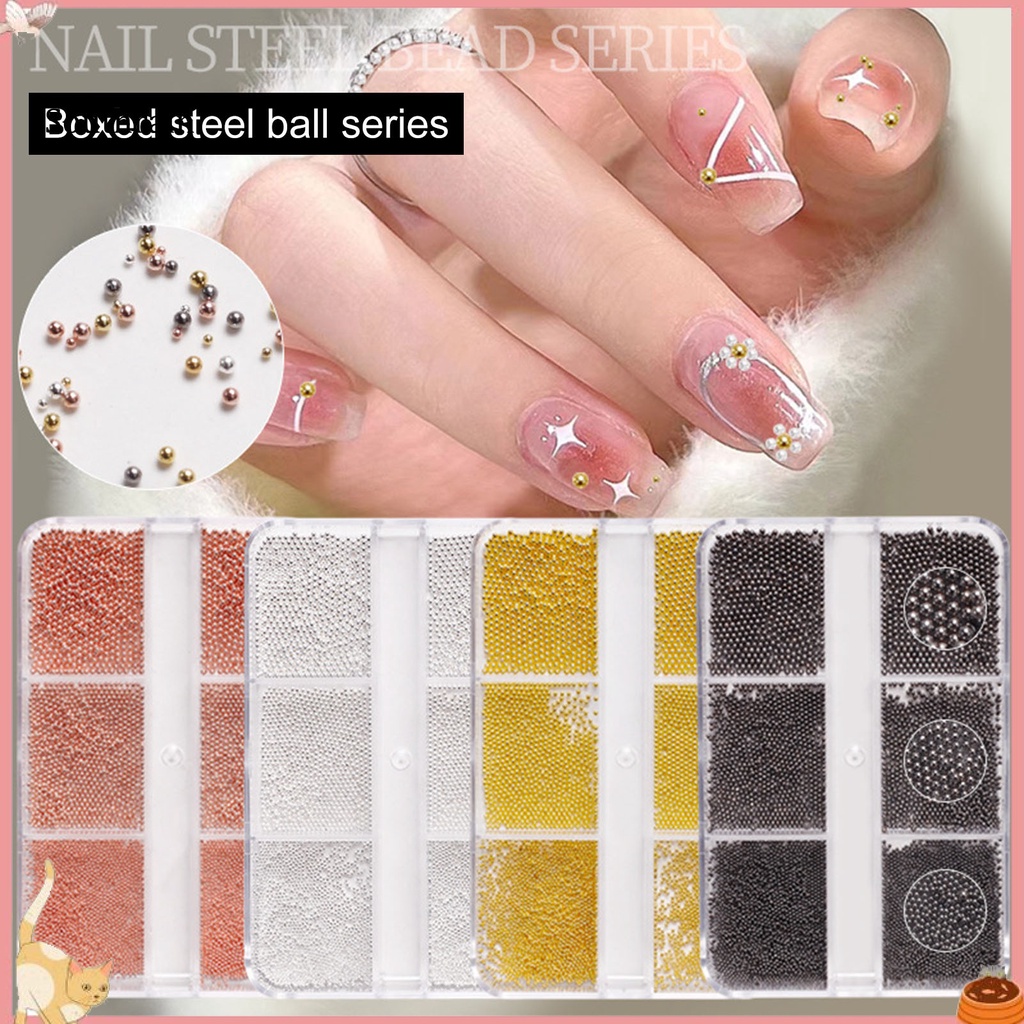 1 Hộp Hạt Thép Ba Chiều Mini Lấp Lánh Không Xốp Dùng Trang Trí Móng Nghệ Thuật DIY