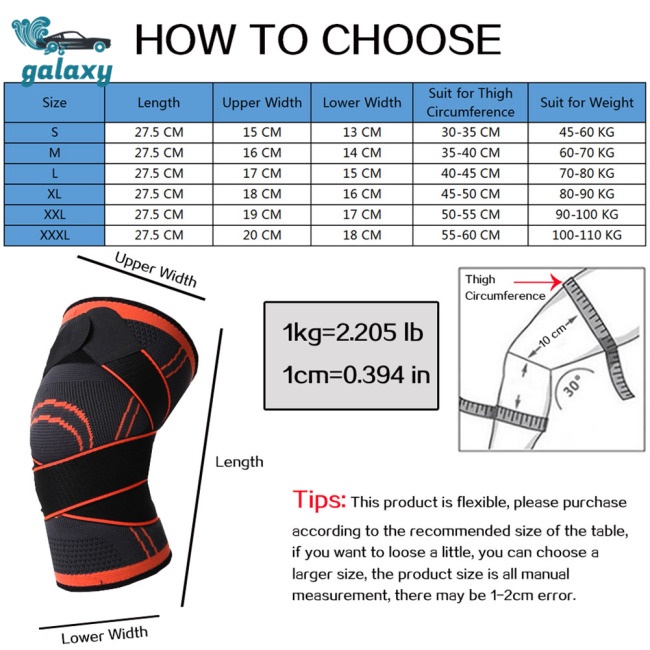 Galaxy Đệm Bảo Vệ Đầu Gối Co Giãn Thoáng Khí Trọng Lượng Nhẹ Chống Trượt Dành Cho Tập Luyện Thể Thao Chạy