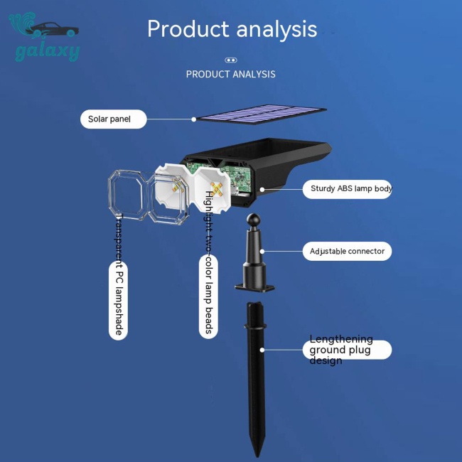 Galaxy Set 2 Đèn 4 Levles Hai Đầu Sử Dụng Năng Lượng Mặt Trời Có Thể Điều Chỉnh Cho Sân Vườn