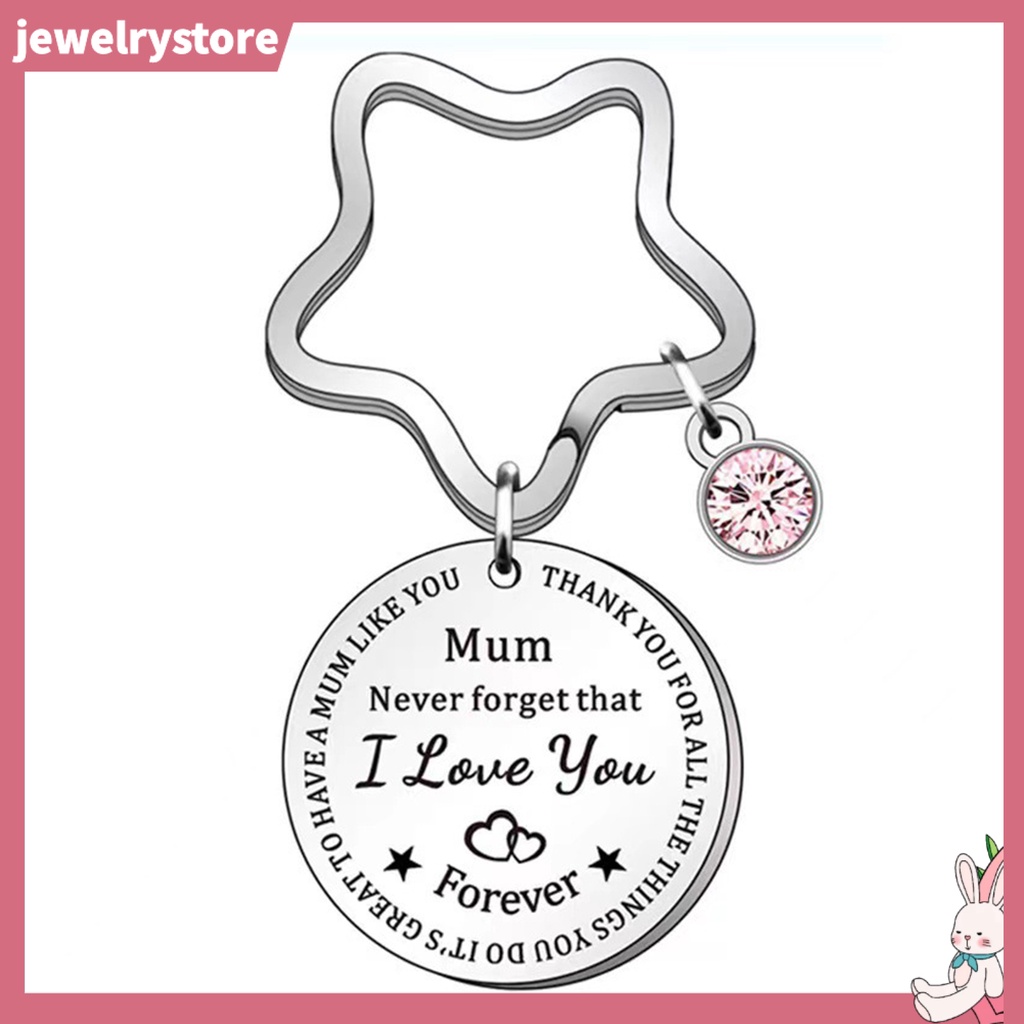 Móc Khóa Kim Loại Mạ Bạc Khắc Chữ Mum I Love You Đính Đá Nhân Tạo Kèm Giá Đỡ