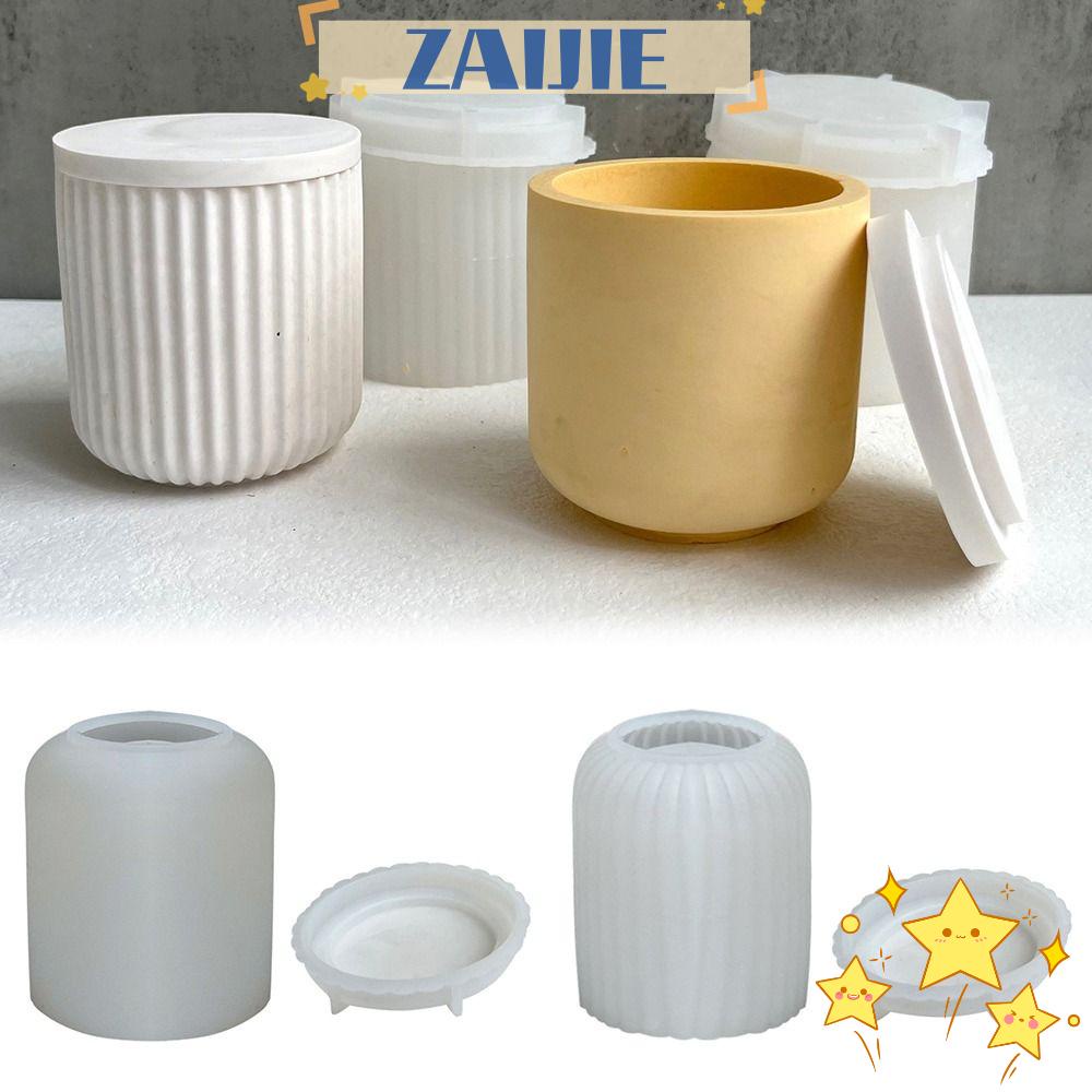 Khuôn Làm Nến Sáp 24 Ngăn Hình Tròn In Kẻ Sọc 3D Nghệ Thuật DIY