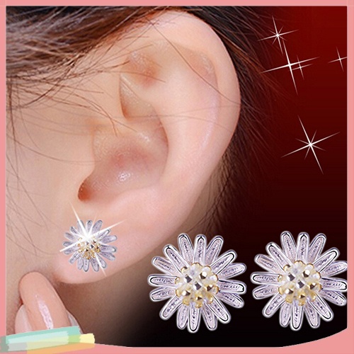Đôi Khuyên Tai HìNh Hoa HướNg Dương Dễ Thương Mạ BạC 925 ThờI Trang Cho Nữ