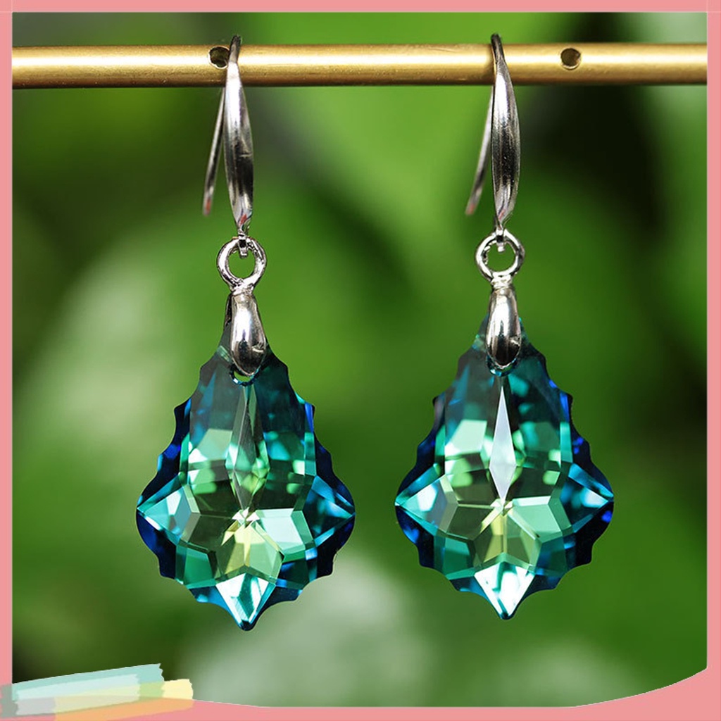 1 Đôi Bông Tai Xỏ Lỗ Bằng Pha Lê Giả Thoải Mái Chống Mòn Thời Trang Dự Tiệc Cho Nữ