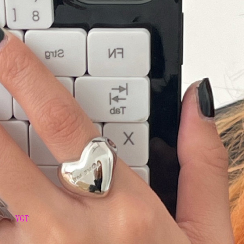 Ygt Nhẫn Bạc Hình Trái Tim Đơn Giản Thanh Lịch Cho Nữ