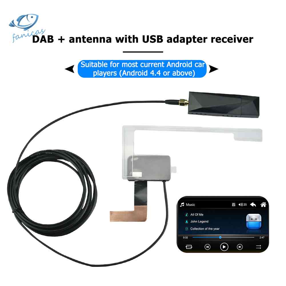 Ăng Ten DAB + Thiết Bị Nhận USB Cho Xe Hơi Android