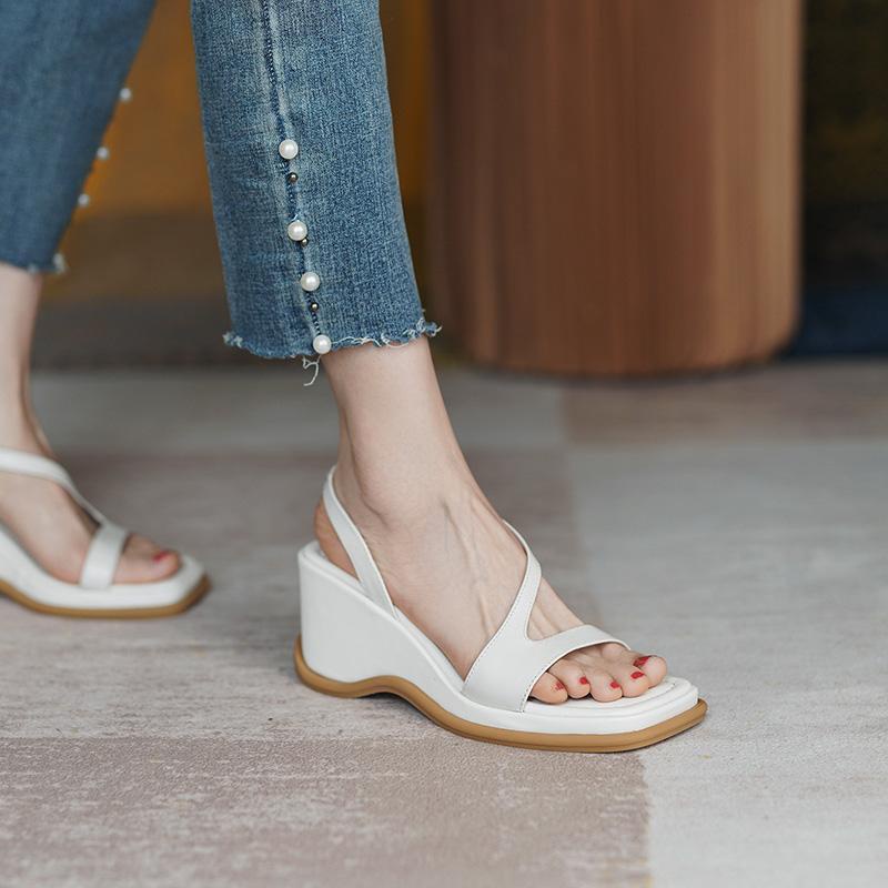 Dép Sandal Da Đế Xuồng Hở Ngón Thời Trang Mùa Hè Hàn Quốc Cho Nữ