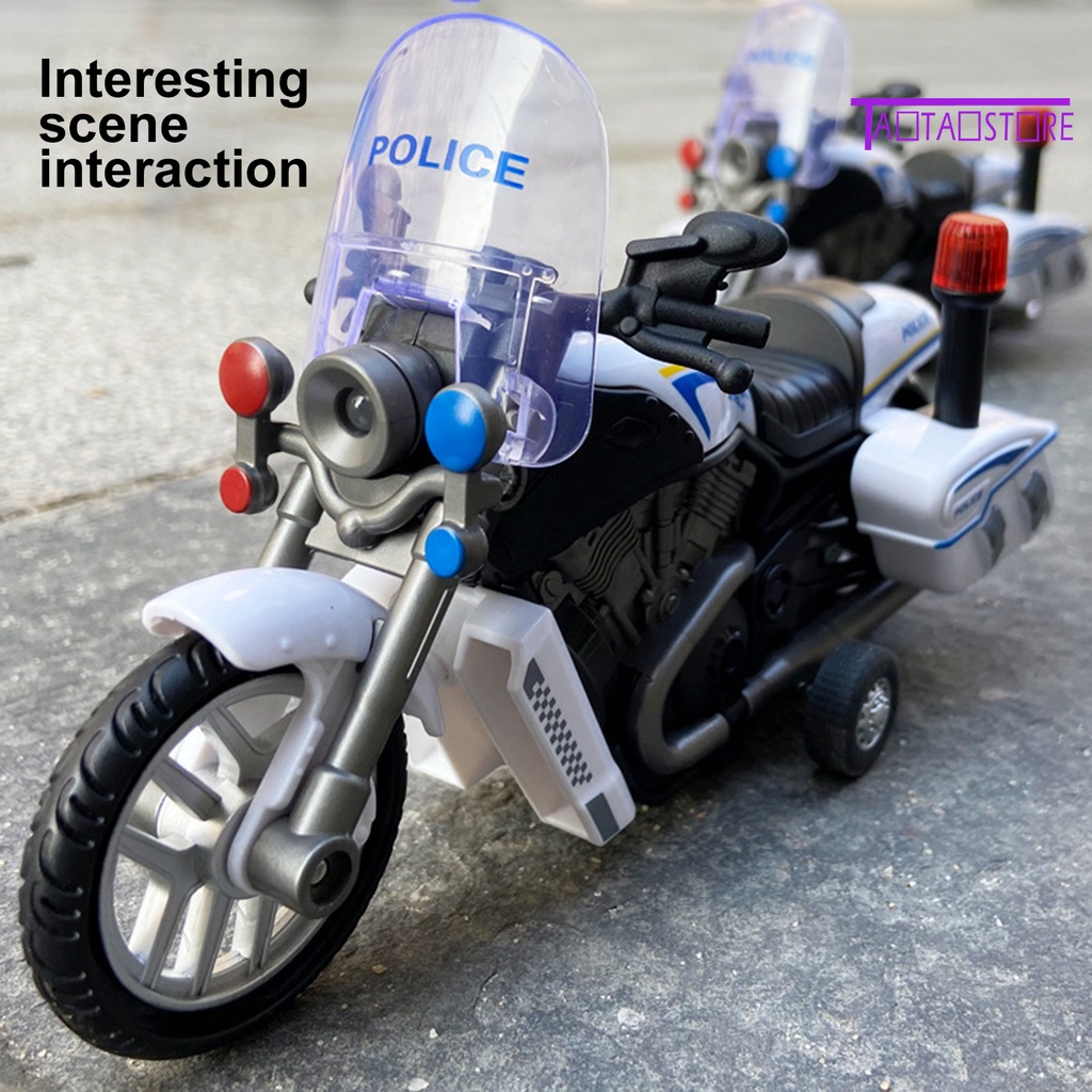 Đồ Chơi Xe Cảnh Sát Xe Máy Không Cần Khoan Tay Có Đèn LED Nhấp Nháy Cho Trẻ Em