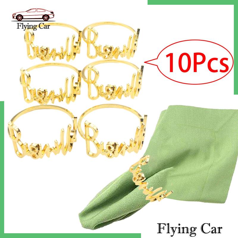 [Lzdjfmy2] Set 10 Khóa Khăn Ăn Hình Tròn Trang Trí Tiệc Ngày Lễ