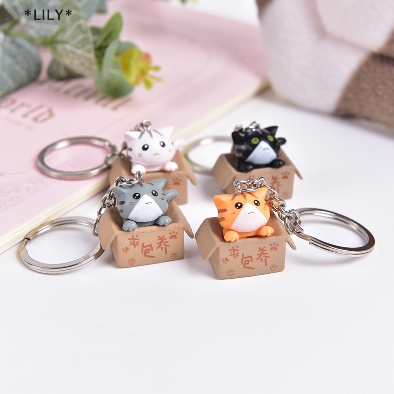 LILY Phim Hoạt Hình Đáng Yêu Mèo Vòng Chìa Khóa Chuỗi Mặt Dây Chuyền Trang Trí Cho Túi Xe Keychain Quà Tặng uuu