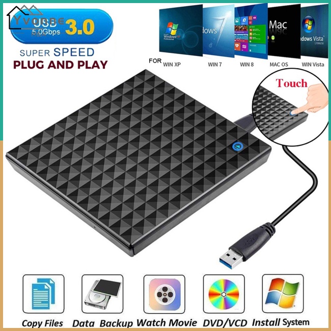Ổ Đĩa Quang Ngoài Usb 3.0 Điều Khiển Cảm Ứng DVD / CD Đầu Đọc Đĩa CD