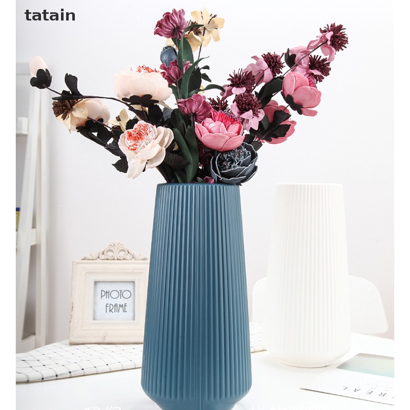Bình Hoa Bằng Nhựa Giả Gốm Sứ Kiểu Dáng Đơn Giản Dùng Trang Trí Nhà