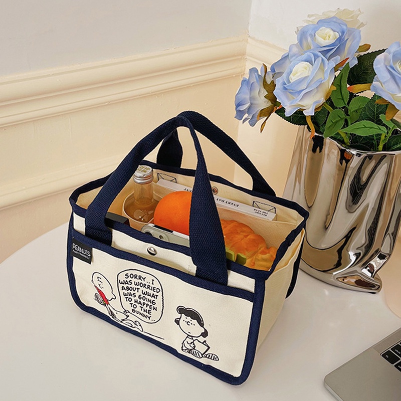 Túi tote Vải canvas Sức Chứa Lớn Đa Năng In Họa Tiết Hoạt Hình snoopy Dễ Thương Cho Nữ