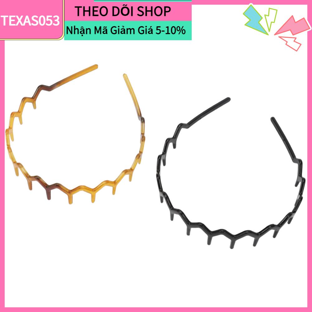 Texas053 2 Chiếc Zigzag Mũ Trùm Đầu Đen Nâu Nhựa Cá Mập Răng Chải Tóc Vòng