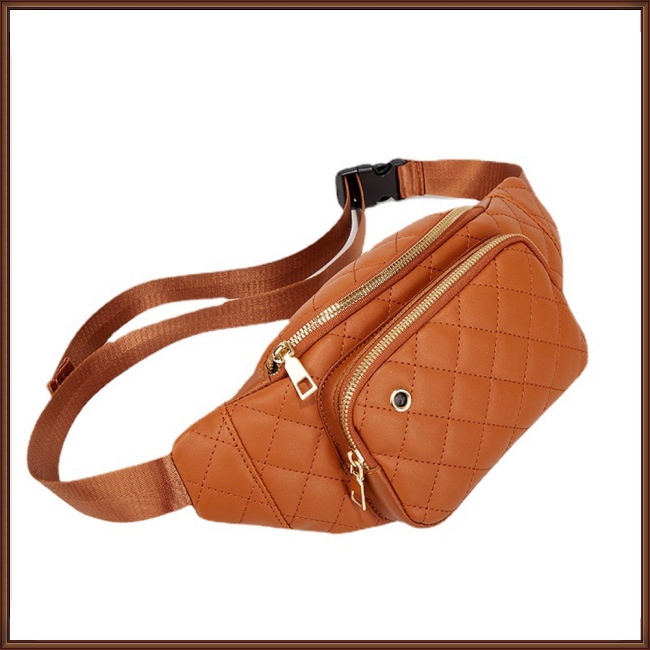 Túi Đeo Hông Bằng Da Nhân Tạo Thêu Họa Tiết Hình Thoi Đơn Giản Thời Trang Cho Nữ