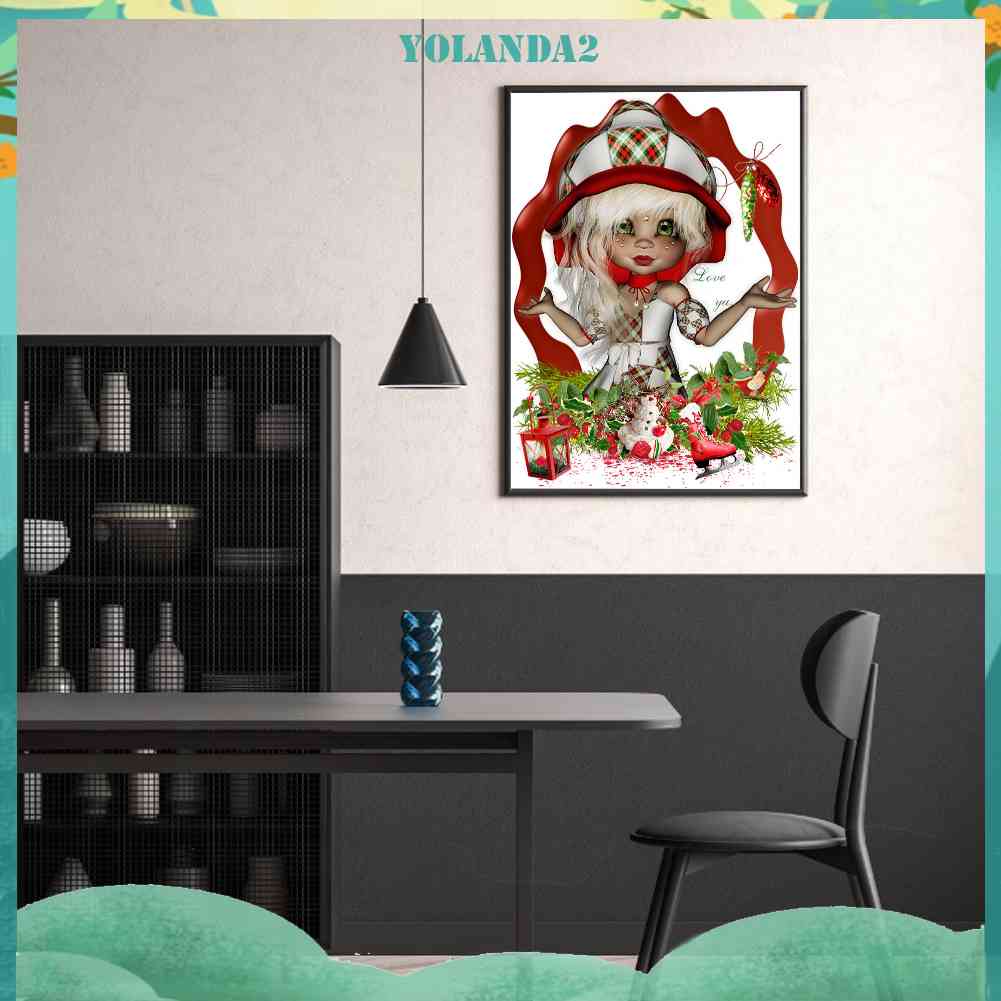 Bộ Tranh Đính Đá 5D Tự Làm Họa Tiết Bé Gái Hoạt Hình Trang Trí Nhà Cửa