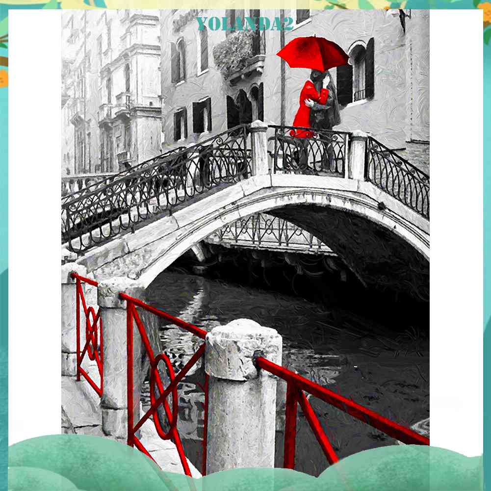 Tranh Đính Đá Kim Cương Toàn Bộ 5D DIY Hình Cây Cầu Tình Nhân Trang Trí Nhà Cửa