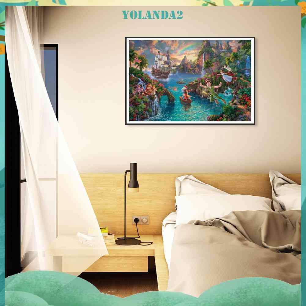 Bộ Tranh Đính Đá Họa Tiết Hòn Đảo Hoạt Hình Độc Đáo Trang Trí Nhà Cửa