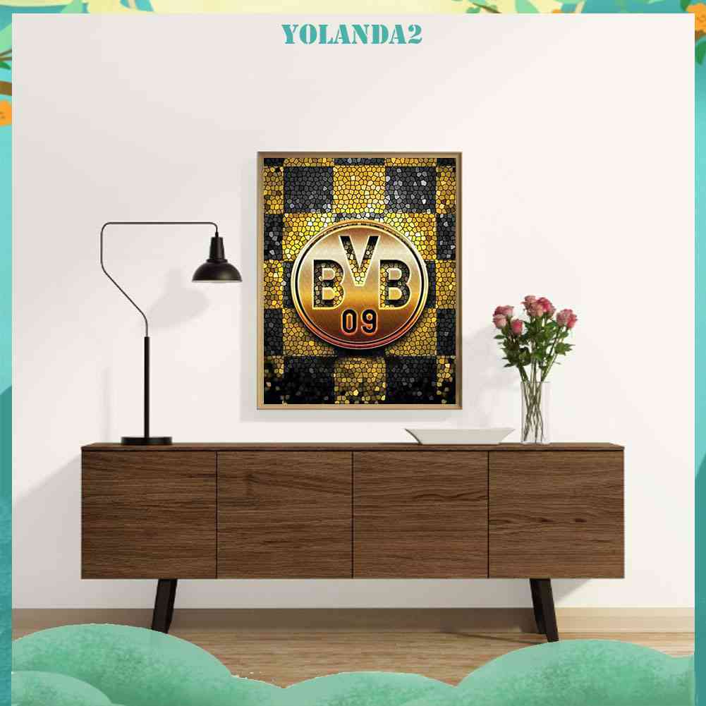 Tranh Đính Đá Kim Cương Toàn Diện Hình Logo Đội Bóng Dortmund
