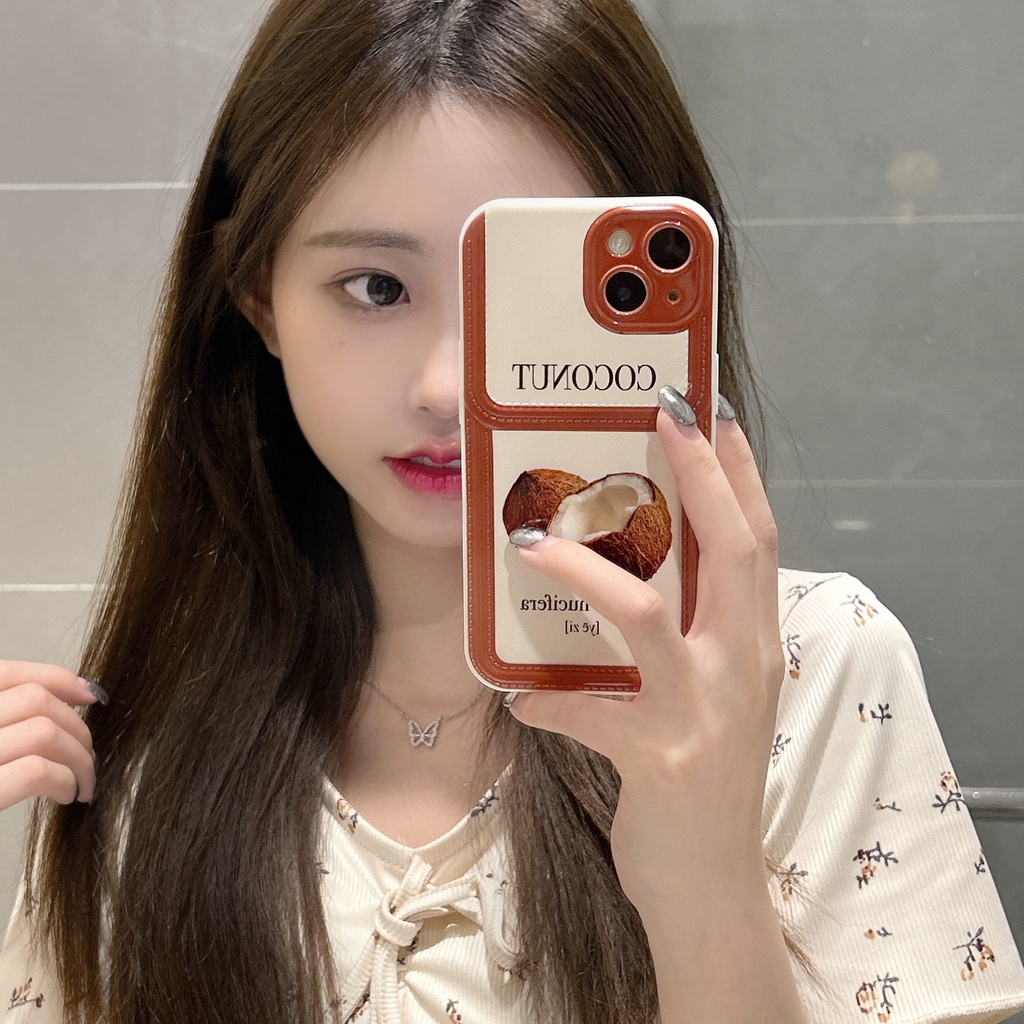 Ốp Điện Thoại TPU Dẻo Họa Tiết Trái Dừa Đơn Giản Chống Rơi Cho iPhone11 12 13 14 Pro Max