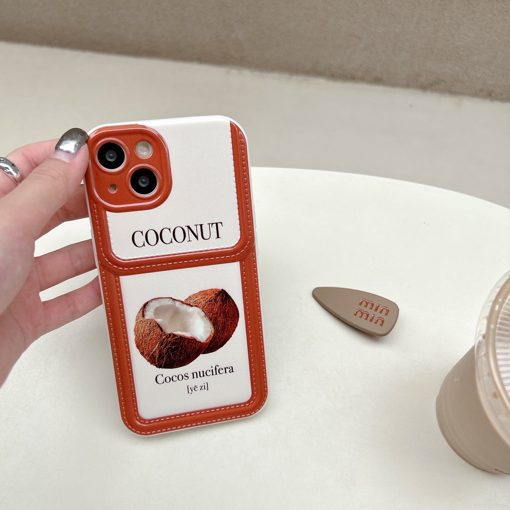 Ốp Điện Thoại TPU Dẻo Họa Tiết Trái Dừa Đơn Giản Chống Rơi Cho iPhone11 12 13 14 Pro Max