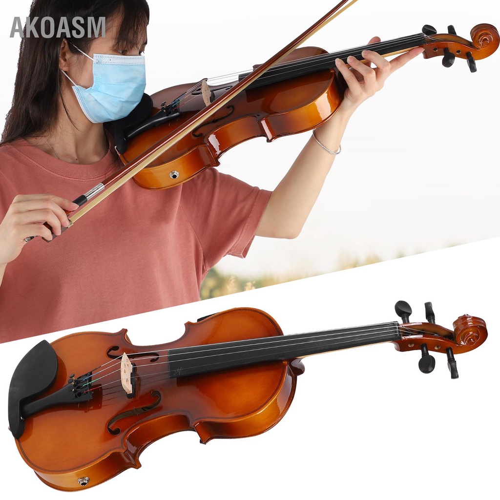 Violin Solid Wood Acoustic Music Instrument Electroacoustic EQ 4/4 dành cho người mới bắt đầu AVE03 AKOASM