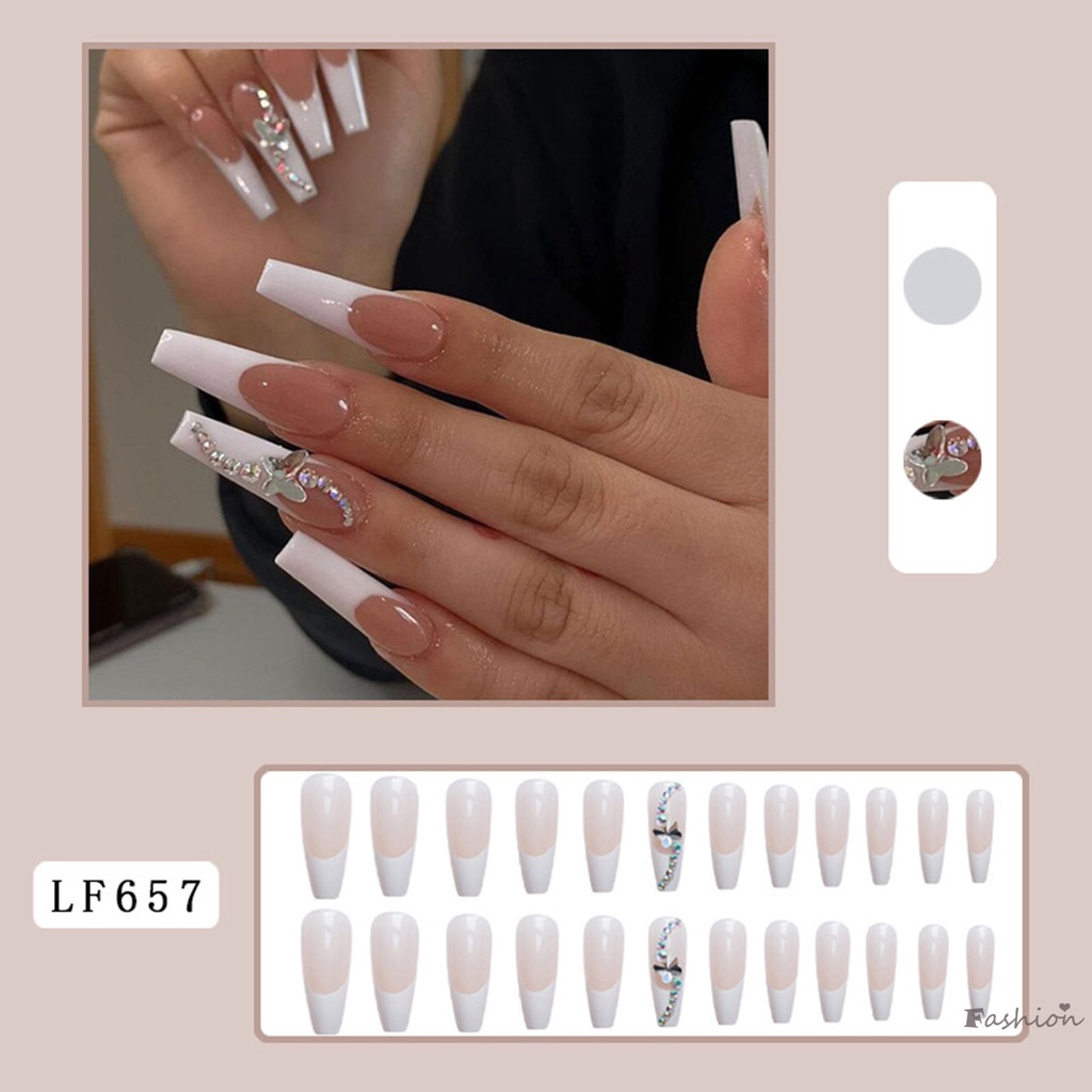 Móng Tay Giả Màu Trắng Nude Chống Nước Chống Trầy Xước