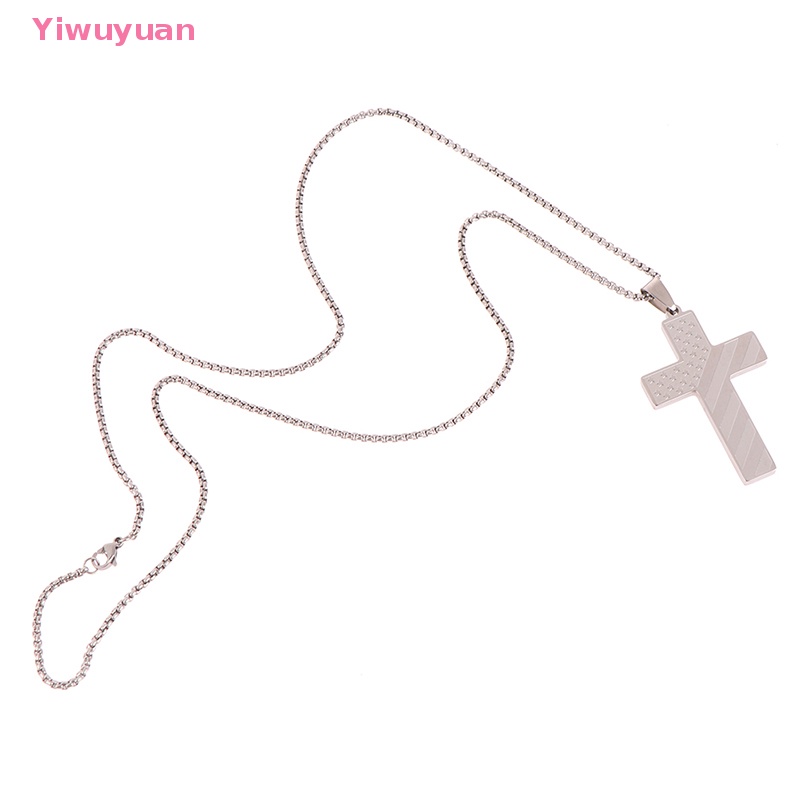 < Yiwuyuan > Vòng cổ Tưởng Niệm Thánh Giá Bằng Thép Không Gỉ Bóng Mới