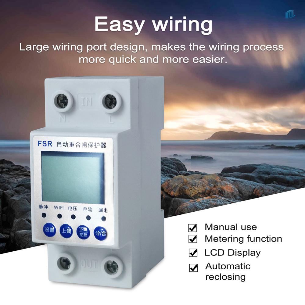 Thiết Bị Bảo Vệ Nguồn Điện Tự Động Đóng Chống Rò Rỉ Có Chức Năng Đo Hiển Thị LCD Với Chức Năng Mét (s2mwvn)