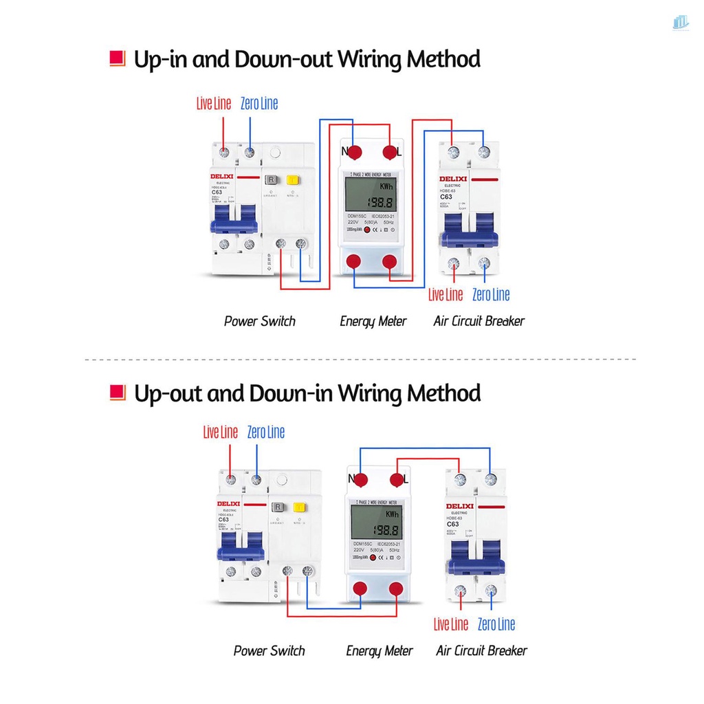 Đồng Hồ Đo Năng Lượng DIN-Rail Màn Hình LCD 5-80A 220V 50Hz DDM15SC