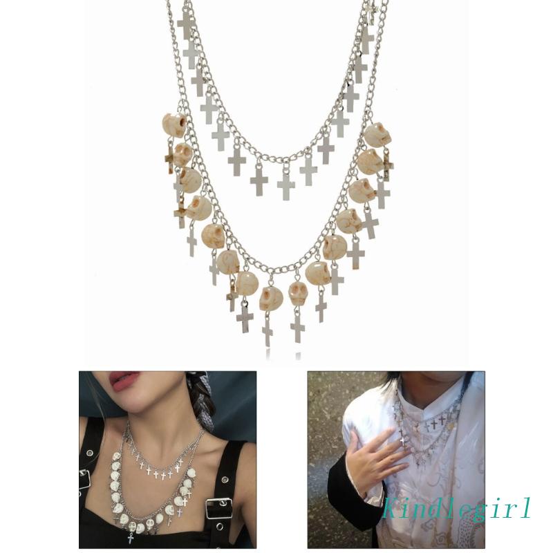 Vòng Cổ Kim Loại Mặt Thánh Giá Và Đầu Lâu Phong Cách Gothic