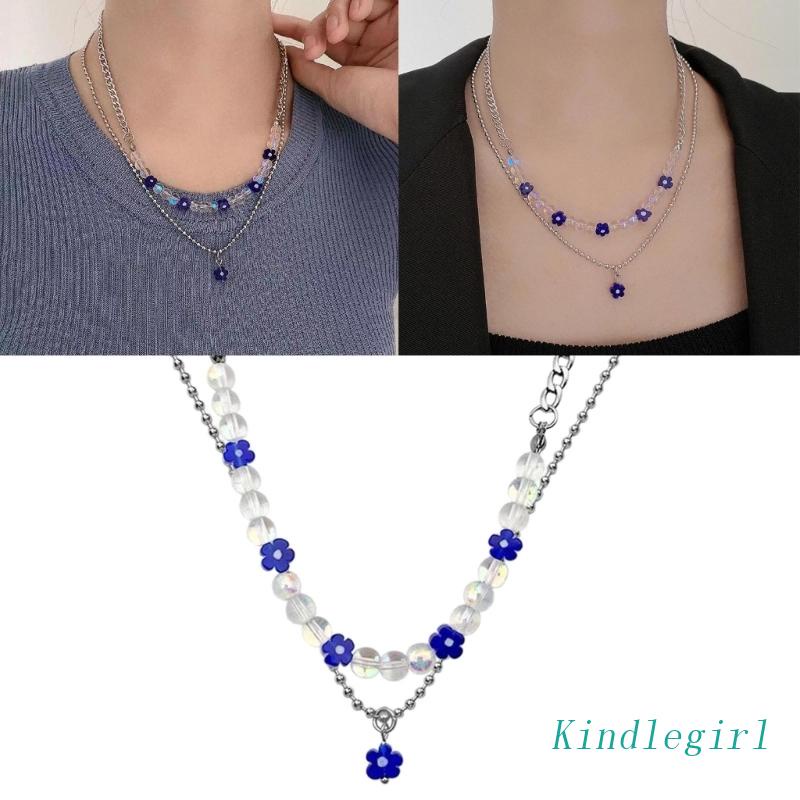 Set 2 Vòng Cổ Choker Hai Lớp Mặt Hoa Thời Trang Cho Nữ Y2K