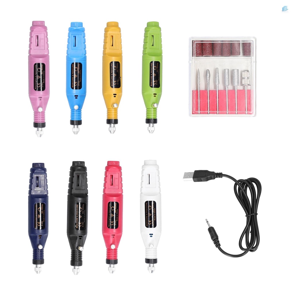 Bộ Máy Mài Móng Tay Mini Sạc USB (s2mwvn) Cầm Tay Với 6 Đầu Mài Tùy Chỉnh Tốc Độ