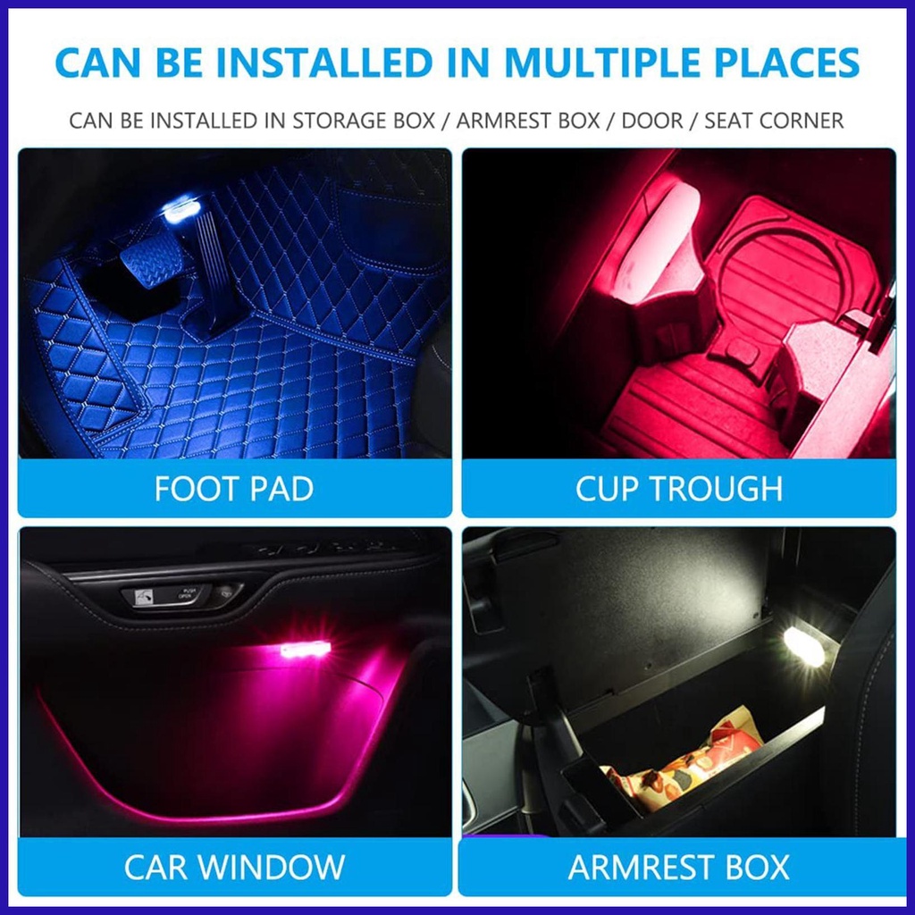 Đèn Led RGB 7 Màu Không Dây Mini Cảm Ứng Ánh Sáng Cho Nội Thất Xe Hơi