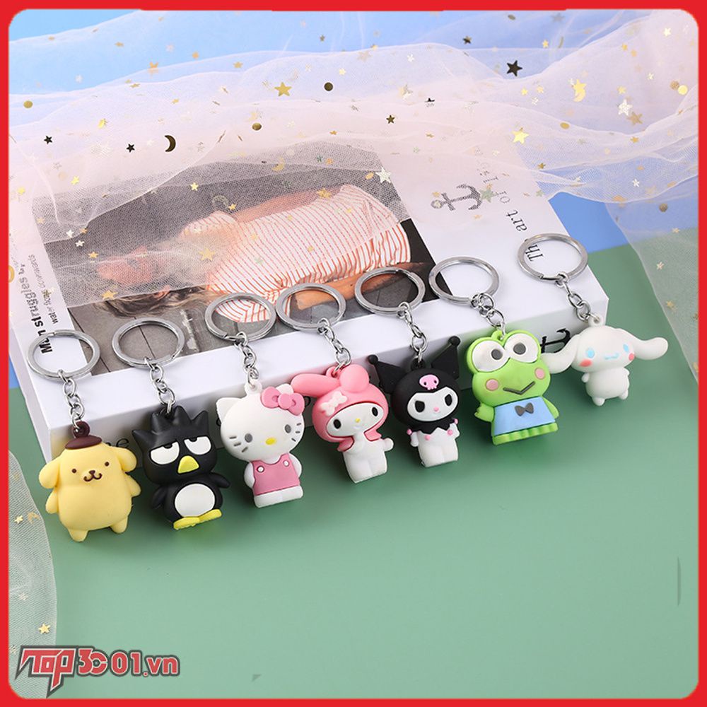 Sanrio Melody Kuromi Hello Kitty Cinnamoroll Móc Khóa Mèo Kt Cao Su Mềm Móc Khóa Treo Túi Xe Hơi | Top3C01